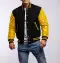Black Wool Body & Lemon Sleeves Letterman Jacket